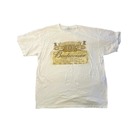 Gildan Other - Vintage Budweiser King of Beers Graphic Print Mens XL Short Sleeve White T-Shirt